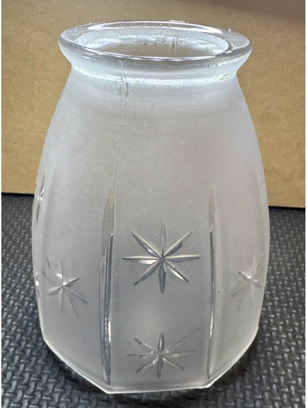 VTG Frosted Glass Fixture Scalloped Star Cut Chandelier Pendant Light Shade